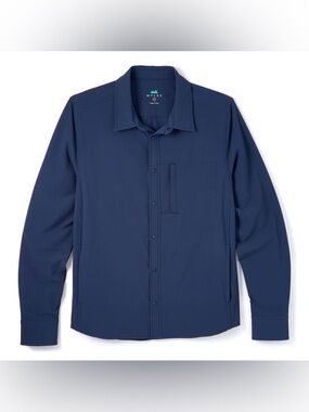 Myles Blue Button Down Overshirt Utility Stretch Casual XL